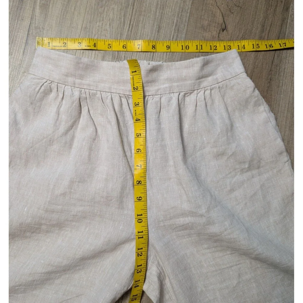 Lou & Grey LOFT Size S 100% Linen Wide Leg Pants Crop Cream Coastal Minimalist - Picture 9 of 10